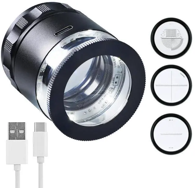 Main image of 10X Illuminated Jewelers Loupe Magnifier with 3 Interchangeable Reticle Scale, 6 LED Lights, Optical Lens Ideal for Gemstones, Diamonds, Jewelry Inspection, Coins, Stamps