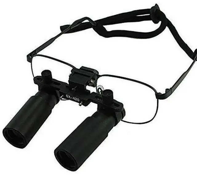 Main image of 6.0X Magnification Dental Loupes, Prismatic Keplerian Style Nickel Alloy Frame, 45mm Field of View+ 25mm Depth of Field Loupe+ 420mm Working Distance, Flip-Up Flexible Optical Glass Loupe