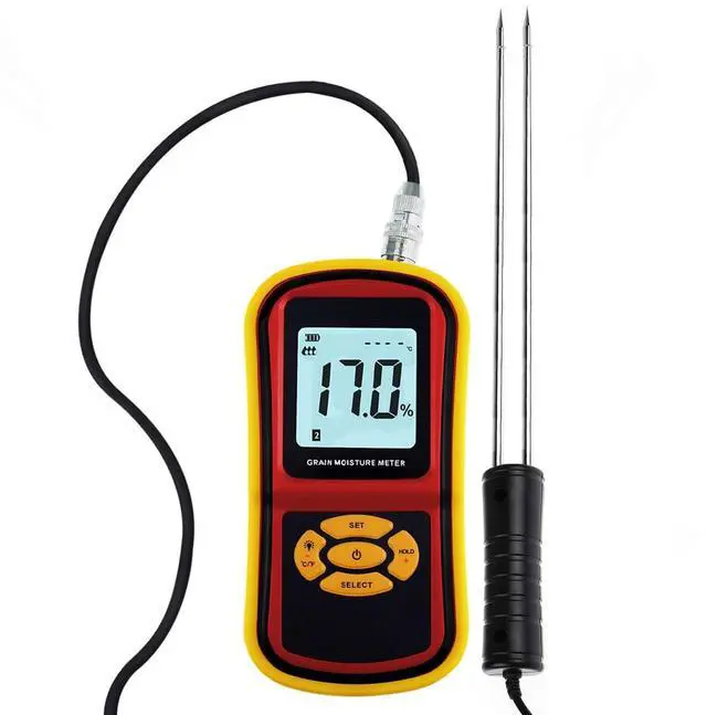 Main image of Portable Digital Grain Moisture Meter, Compact High Quality Rice Corn Wheat Tester Analyzer- Range 5~30%, Temperature -14~140°F with LCD Display, Hygrometer Humidity