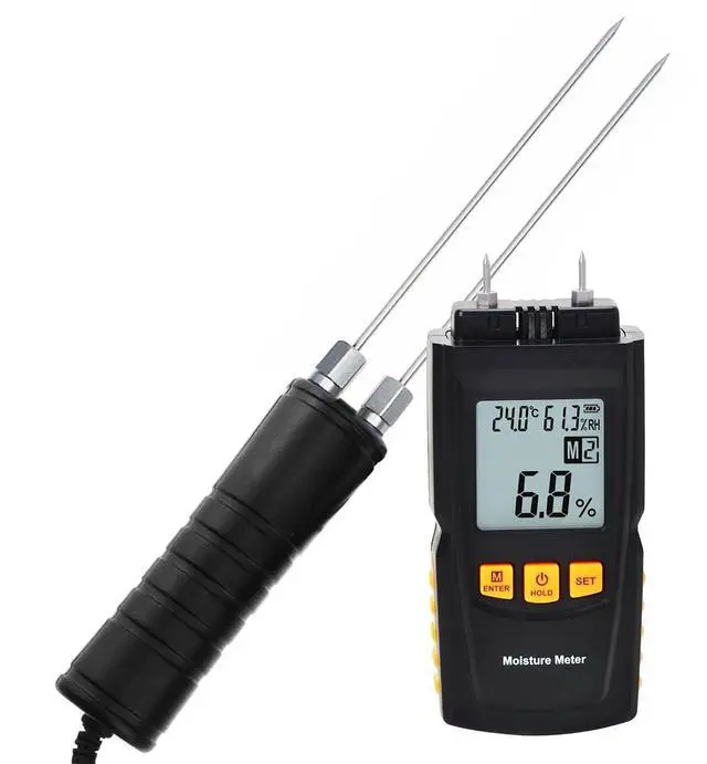 Main image of Digital Wood Moisture Meter 2~70%/ Humidity 20~90% RH/Temperature 14~140°F Tester, Timber, Damp Detector Portable, Measure Water Percentage in Sheetrock, Bamboo in Sheetrock, Bamboo, Paper, Soft Wood