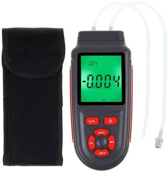 Main image of Dual Differential Manometer for Accurate Pressure Measurement 12 Selectable Units Air Pressure Gauge HVAC Tester with Data Storage Function