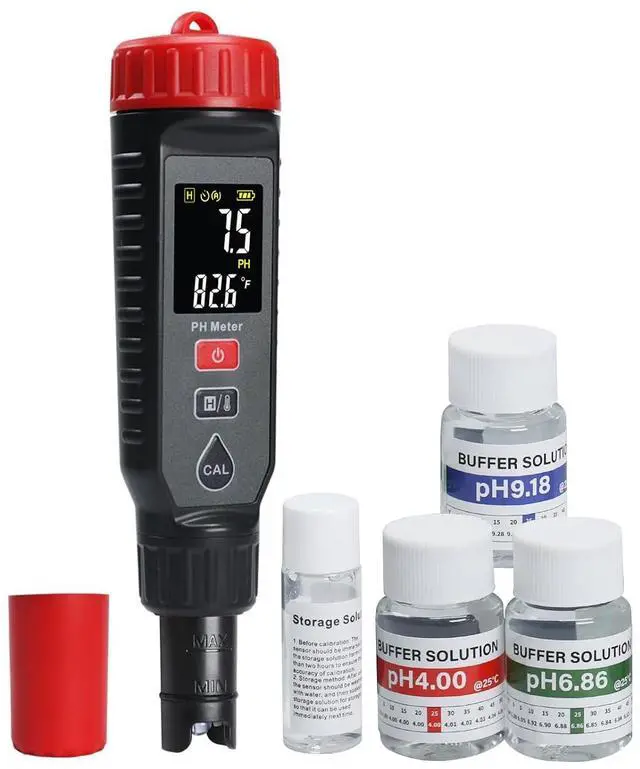Main image of Digital pH Meter High Accuracy Pen Type Red Backlight Alarm Temperature Measurement Color Screen LCD Display with ATC and Automatic Calibration