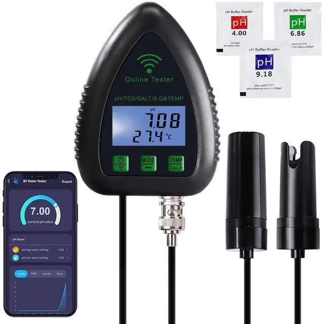 Main image of GAIN EXPRESS pH/TDS/Salt/S.G/Temperature Water Quality Tester Online APP Monitoring WiFi Meter for Aquarium Hydroponics Pool Aquaculture with Easy Calibration