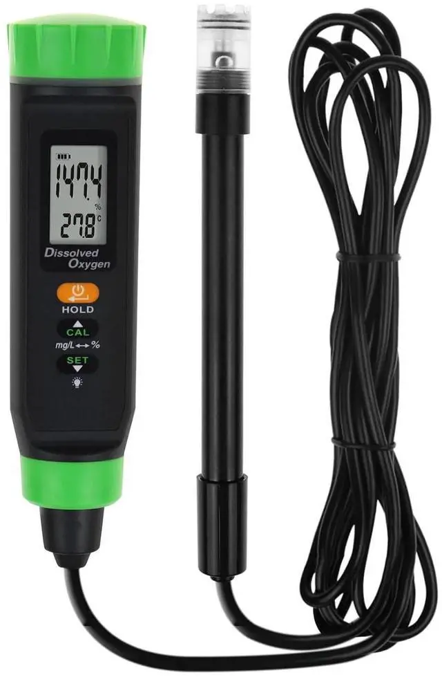 Main image of Dissolved Oxygen Meter with ATC Portable DO Meter with Long Cable, Dissolved Oxygen Test Kit Tester with Self Floating Probe Electrode
