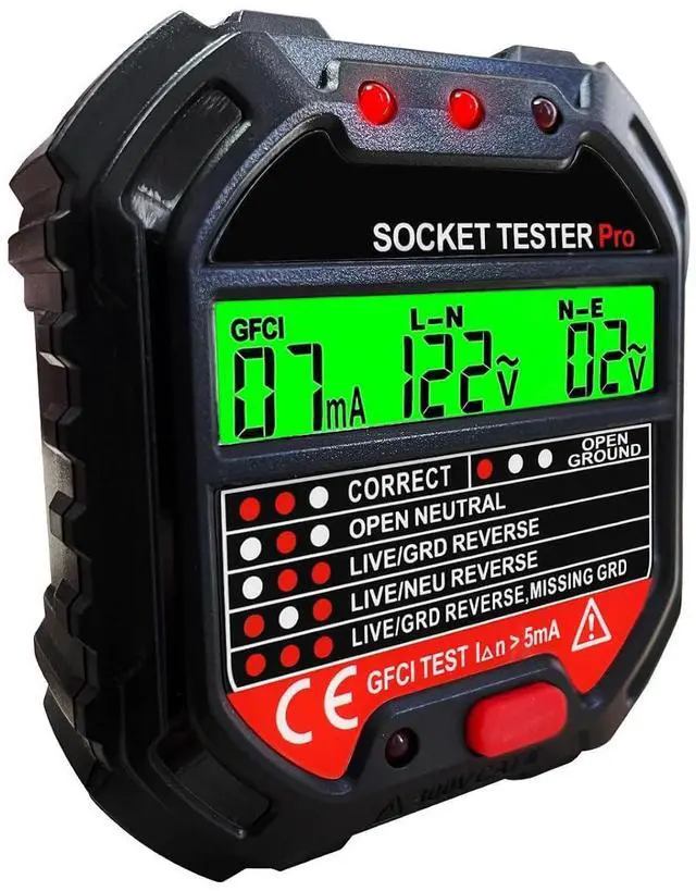 Main image of GFCI Outlet Tester Advanced Receptacle Tester with Voltage Display 90~250V / 45~65Hz Power Socket Voltage Detector Wall Plug Breaker Finder