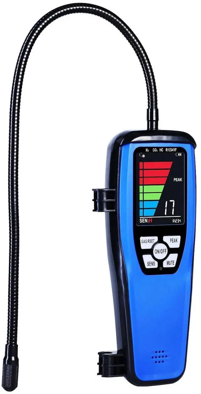 Main image of HVAC Refrigerant Leak Detector Heated Diode Portable 17' Goosneck Probe Sensor Freon Leak Detector with Audible, Visual Alarm and LCD Bar Graph Display