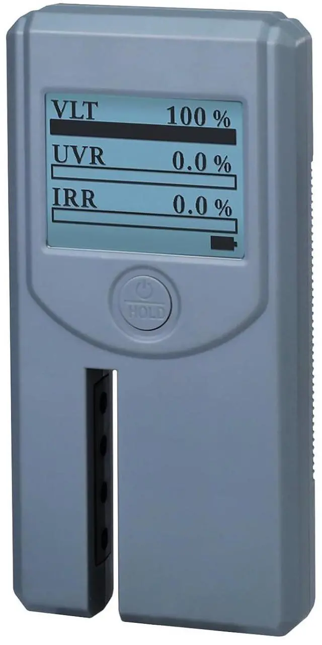 Main image of Window Tint Meter UV, IR, and Light Transmittance Meter 940nm/1400nm Wavelength with Self-Calibration and Auto-Rotate Display for Solar Film, Glass, and Material Testing