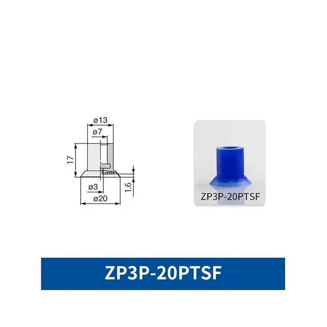 Alt view image 2 of 2 - 1Pcs ZP3P-20PTSF ZP3P-25PTSF ZP3P-35PTSF ZP3P-50PTSF Bag Opening Blue Vacuum Sucker(ZP3P-20PTSF)