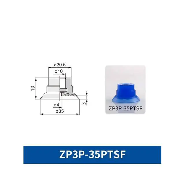 Alt view image 2 of 2 - 1Pcs ZP3P-20PTSF ZP3P-25PTSF ZP3P-35PTSF ZP3P-50PTSF Bag Opening Blue Vacuum Sucker(ZP3P-35PTSF)