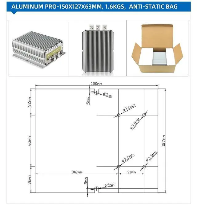 Alt view image 2 of 7 - 12V 24V to 5V 3A 5A 10A 15A 20A 25A 30A 40A 50A 60A DC DC Step Down Voltage Converter 12 24 to 5 Volt Reducer Regulator(12V 24V to 5V 60A)