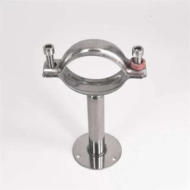 Alt view image 6 of 6 - 12-108mm 3/4"-4" Pipe Hanger Bracket Clamp 1-1/2" 38mm Support Clip With Base Plate 304 Stainless For Beer Brewing L=100mm(Fit OD 12-14mm)