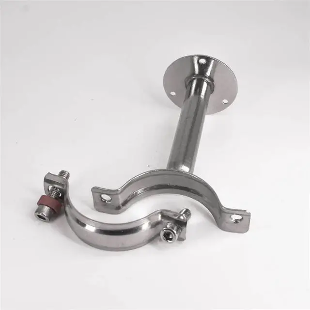 Alt view image 5 of 6 - 12-108mm 3/4"-4" Pipe Hanger Bracket Clamp 1-1/2" 38mm Support Clip With Base Plate 304 Stainless For Beer Brewing L=100mm(Fit OD 12-14mm)