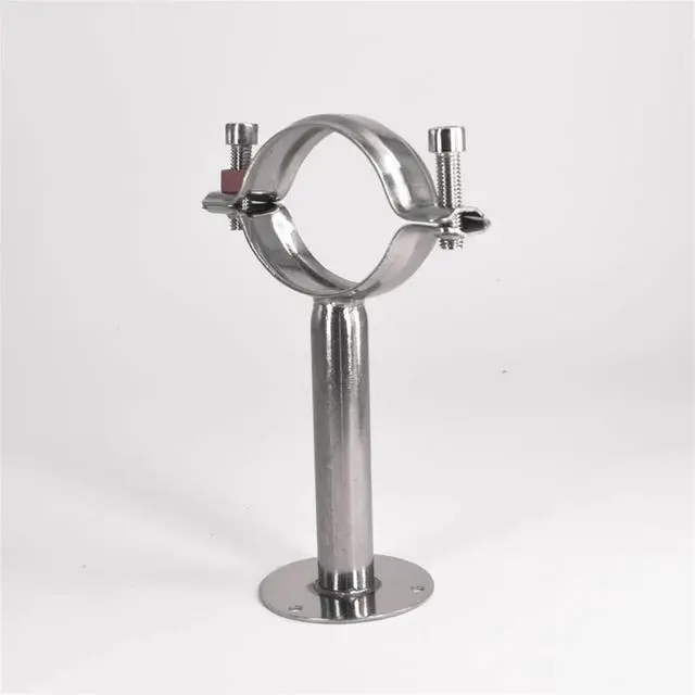 Alt view image 2 of 6 - 12-108mm 3/4"-4" Pipe Hanger Bracket Clamp 1-1/2" 38mm Support Clip With Base Plate 304 Stainless For Beer Brewing L=100mm(Fit OD 12-14mm)