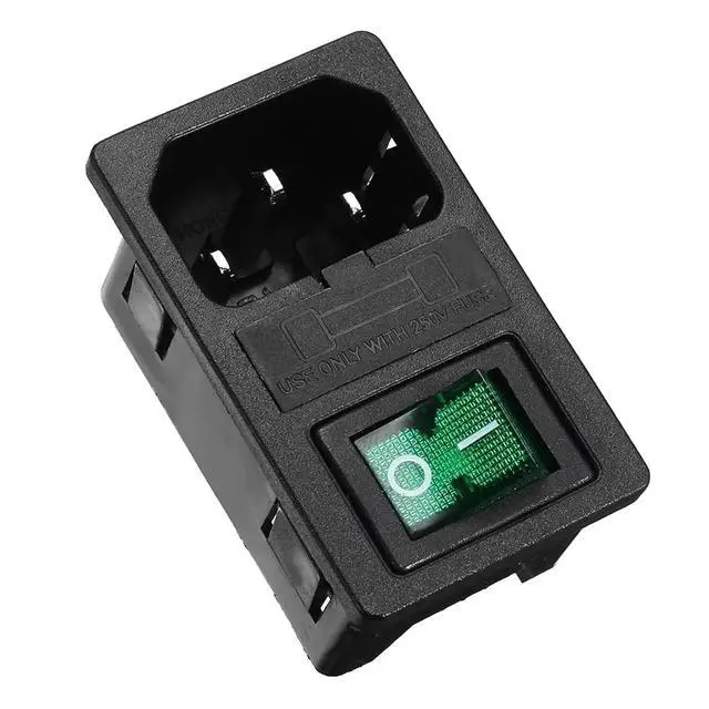Alt view image 5 of 6 - 1pc Multi-Colored Rocker Switch 10A Fuse IEC320 C14 Power Socket, Red Green Blue Black Yellow, Easy Installation(Red)