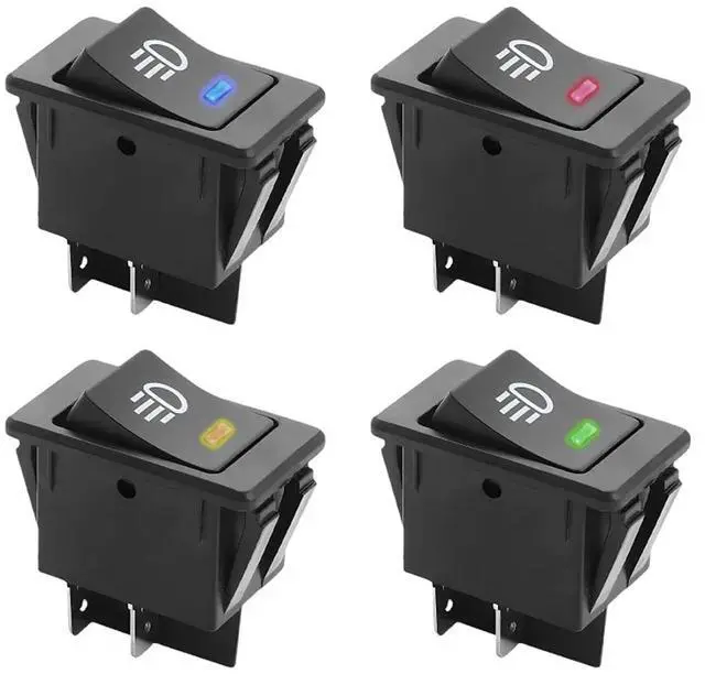 Alt view image 3 of 4 - Premium Car Fog Lights Rocker Switch ON-Off 4Pin 2 Position Electrical Equipment with Lighting Power 35A Indicator Light 12V DC(Red)