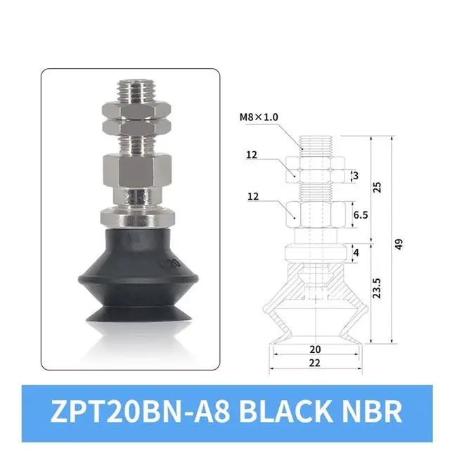 Alt view image 2 of 3 - 1Pcs ZPT20BN/BS-A5/A6 ZPT25BN/BS-A5/A6 ZPT32BN/BS-A5/A6 White Silicone 20/25/32MM Pneumatic Vacuum Sucker(ZPT20BN-A8 Long)