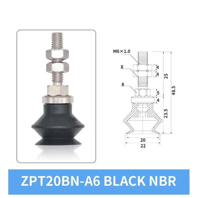 Alt view image 2 of 3 - 1Pcs ZPT20BN/BS-A5/A6 ZPT25BN/BS-A5/A6 ZPT32BN/BS-A5/A6 White Silicone 20/25/32MM Pneumatic Vacuum Sucker(ZPT20BN-A6 Long)