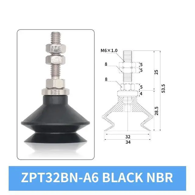 Alt view image 2 of 3 - 1Pcs ZPT20BN/BS-A5/A6 ZPT25BN/BS-A5/A6 ZPT32BN/BS-A5/A6 White Silicone 20/25/32MM Pneumatic Vacuum Sucker(ZPT32BN-A6 Long)
