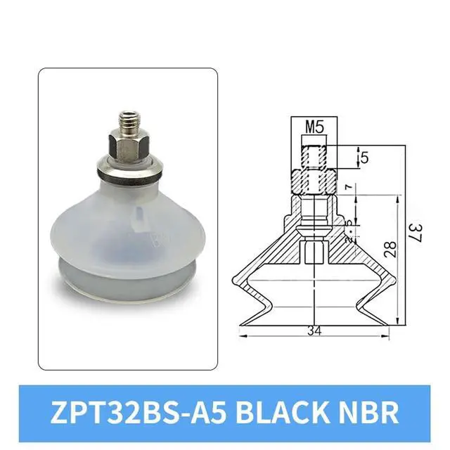 Alt view image 2 of 3 - 1Pcs ZPT20BN/BS-A5/A6 ZPT25BN/BS-A5/A6 ZPT32BN/BS-A5/A6 White Silicone 20/25/32MM Pneumatic Vacuum Sucker(ZPT32BS-A5 Short)