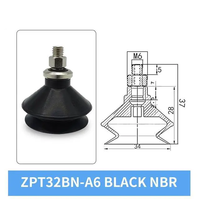 Alt view image 3 of 3 - 1Pcs ZPT20BN/BS-A5/A6 ZPT25BN/BS-A5/A6 ZPT32BN/BS-A5/A6 White Silicone 20/25/32MM Pneumatic Vacuum Sucker(ZPT20BS-A6 Long)