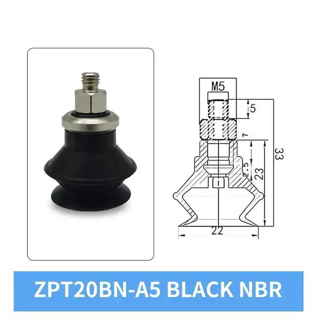 Alt view image 2 of 3 - 1Pcs ZPT20BN/BS-A5/A6 ZPT25BN/BS-A5/A6 ZPT32BN/BS-A5/A6 White Silicone 20/25/32MM Pneumatic Vacuum Sucker(ZPT20BN-A5 Short)