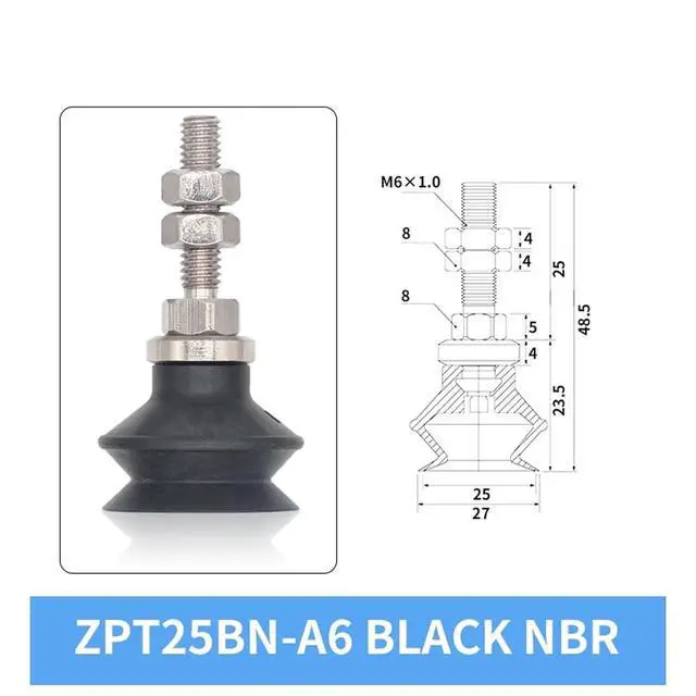 Alt view image 2 of 3 - 1Pcs ZPT20BN/BS-A5/A6 ZPT25BN/BS-A5/A6 ZPT32BN/BS-A5/A6 White Silicone 20/25/32MM Pneumatic Vacuum Sucker(ZPT25BN-A6 Long)