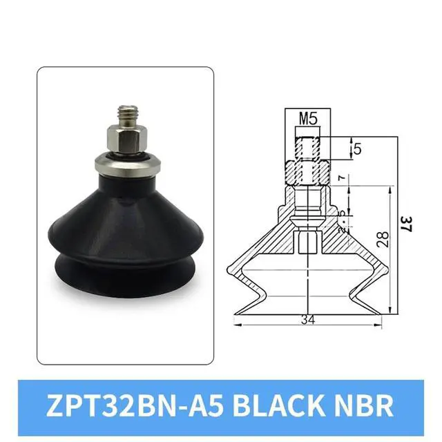 Alt view image 2 of 3 - 1Pcs ZPT20BN/BS-A5/A6 ZPT25BN/BS-A5/A6 ZPT32BN/BS-A5/A6 White Silicone 20/25/32MM Pneumatic Vacuum Sucker(ZPT32BN-A5 Short)