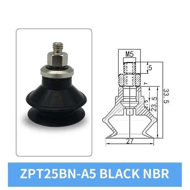 Alt view image 2 of 3 - 1Pcs ZPT20BN/BS-A5/A6 ZPT25BN/BS-A5/A6 ZPT32BN/BS-A5/A6 White Silicone 20/25/32MM Pneumatic Vacuum Sucker(ZPT25BN-A5 Short)