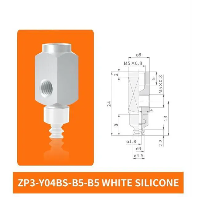 Alt view image 2 of 2 - 1Pcs ZP3-Y04/06/08/10/13/16BN/BS-B5-B5 Side Intake Pneumatic Industrial Double Layer Vacuum Rubber Suction Cup(ZP3-04BS-B5-B5)