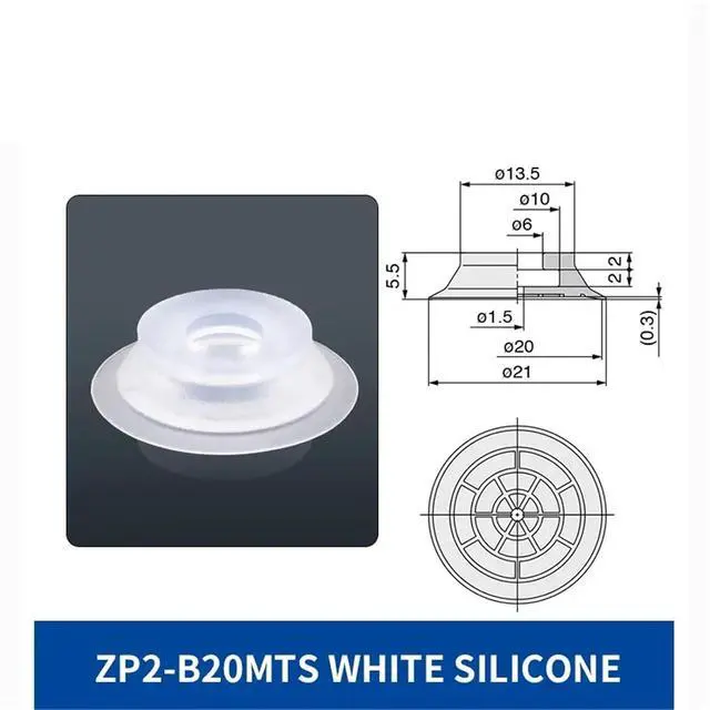 Alt view image 2 of 2 - 1Pcs ZP2-B10/15/20/25/30MTS/MTN/MTGS White Silicone Rubber Black Anti-Static NBR Flat Mini Vacuum Sucker Suction Cup(ZP2-B20MTS)