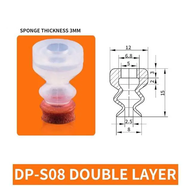 Alt view image 2 of 3 - 1Pcs DP-08/10/12/15/20/25/30/40/50 DP-S08/10/12/15/20/25/30 Small White Silicone Red Traceless Sponge Vacuum Sucker(DP-S08small)