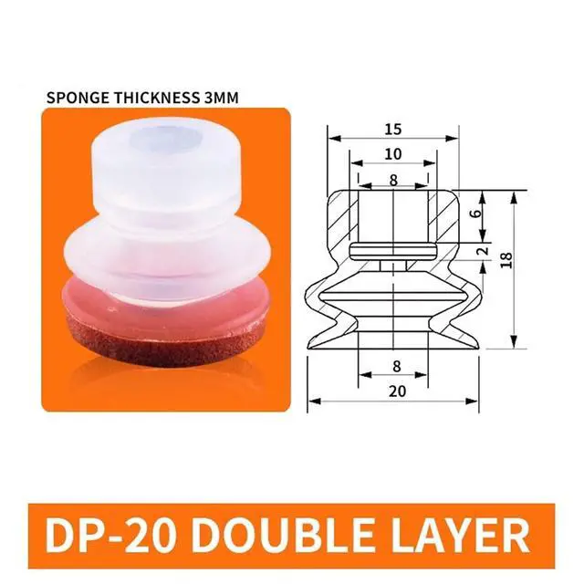 Alt view image 2 of 3 - 1Pcs DP-08/10/12/15/20/25/30/40/50 DP-S08/10/12/15/20/25/30 Small White Silicone Red Traceless Sponge Vacuum Sucker(DP-20big)
