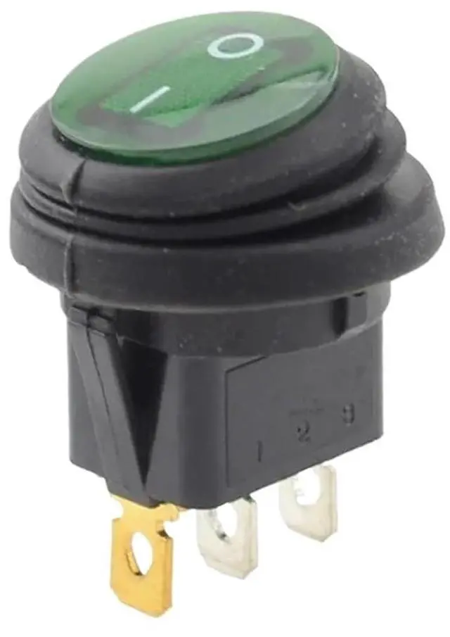 Main image of 1PC 12V 220V 3pin On/Off Rocker Switch Waterproof Auto Boat SPST(Green,220V)