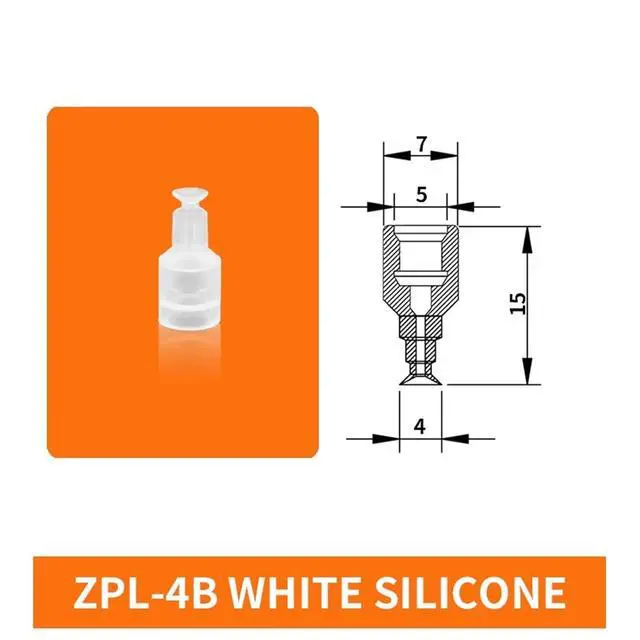 Alt view image 2 of 2 - 1Pcs ZPL-2A/2B/3/4A/4B M4 M5 M6 Mini Metal Air Nozzle White Silicone Black NBR Soft Vacuum Suction Cup Sucker(ZPL-4B White)