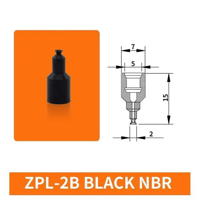 Alt view image 2 of 2 - 1Pcs ZPL-2A/2B/3/4A/4B M4 M5 M6 Mini Metal Air Nozzle White Silicone Black NBR Soft Vacuum Suction Cup Sucker(ZPL-2B Black)
