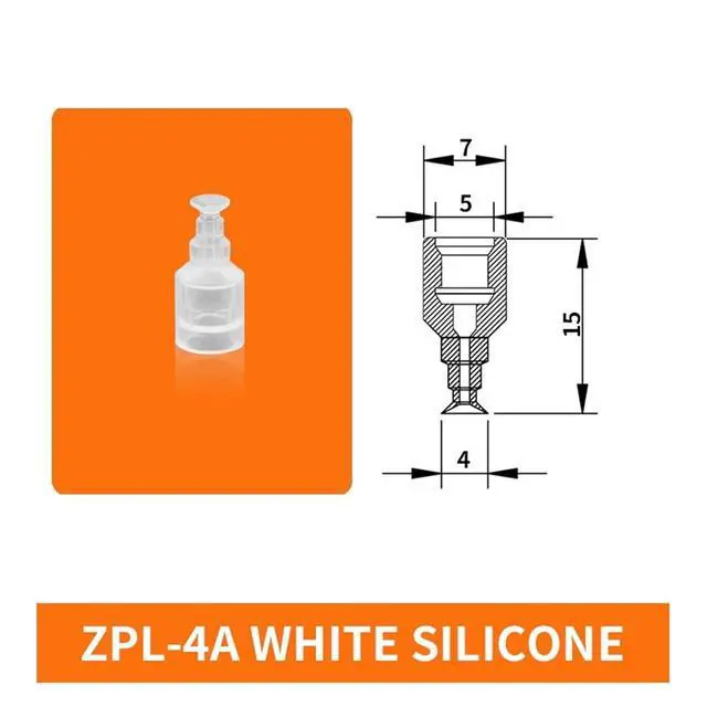 Alt view image 2 of 2 - 1Pcs ZPL-2A/2B/3/4A/4B M4 M5 M6 Mini Metal Air Nozzle White Silicone Black NBR Soft Vacuum Suction Cup Sucker(ZPL-4A White)