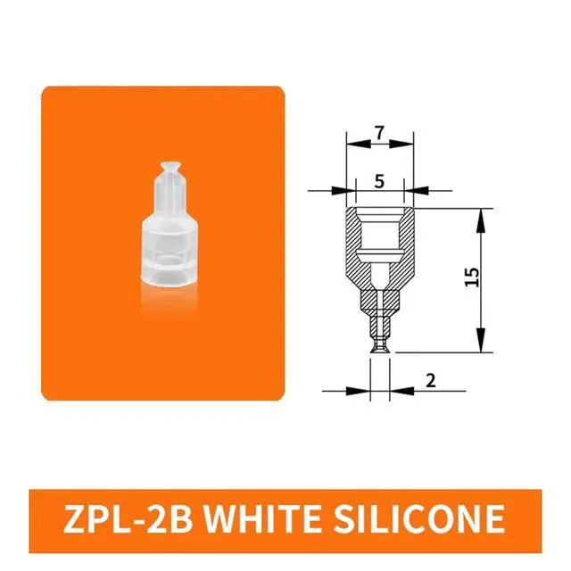 Alt view image 2 of 2 - 1Pcs ZPL-2A/2B/3/4A/4B M4 M5 M6 Mini Metal Air Nozzle White Silicone Black NBR Soft Vacuum Suction Cup Sucker(ZPL-2B White)