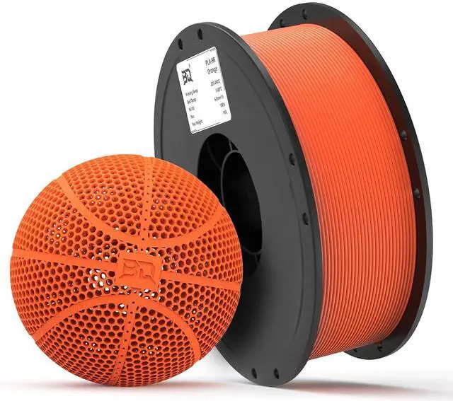 Main image of PLA-HR Flexible 3D Printer Filament Specifically for Printing Airless Basketballs, 1.75mm 1KG Spool (2.2lbs), Flexi Tough Filament Compatible with Most FDM 3D Printer (Orange)