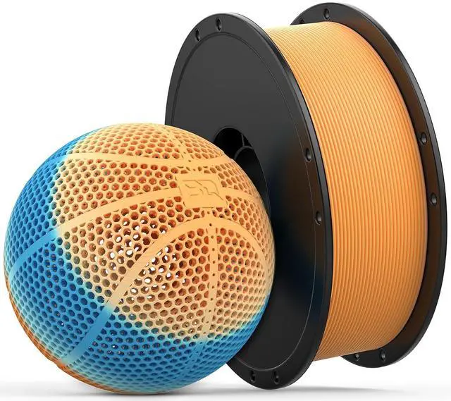 Main image of PLA-HR Flexible 3D Printer Filament Specifically for Printing Airless Basketballs, 1.75mm 1KG Spool (2.2lbs), Triple Color Filament for Most FDM 3D Printer, Blue-Orange-White