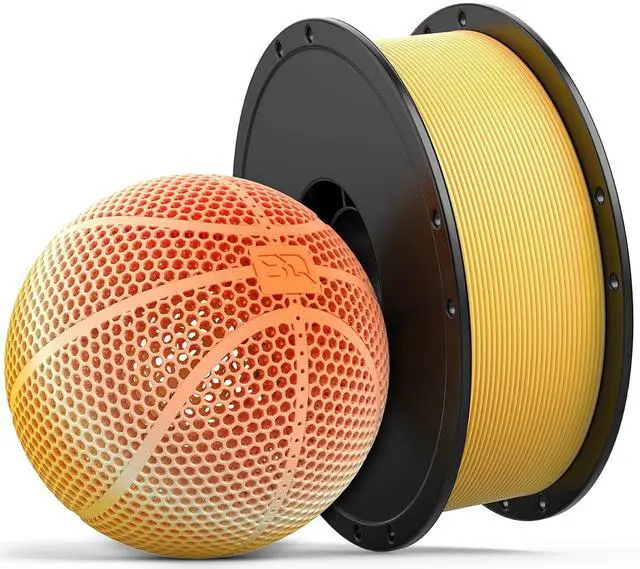 Main image of PLA-HR Flexible 3D Printer Filament Specifically for Printing Airless Basketballs, 1.75mm 1KG Spool (2.2lbs), Triple Color Filament for Most FDM 3D Printer, Yellow-Orange-White