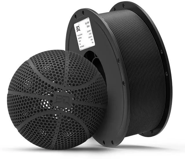 Main image of PLA-HR Flexible 3D Printer Filament Specifically for Printing Airless Basketballs, 1.75mm 1KG Spool (2.2lbs), Flexi Tough Filament Compatible with Most FDM 3D Printer (Black)