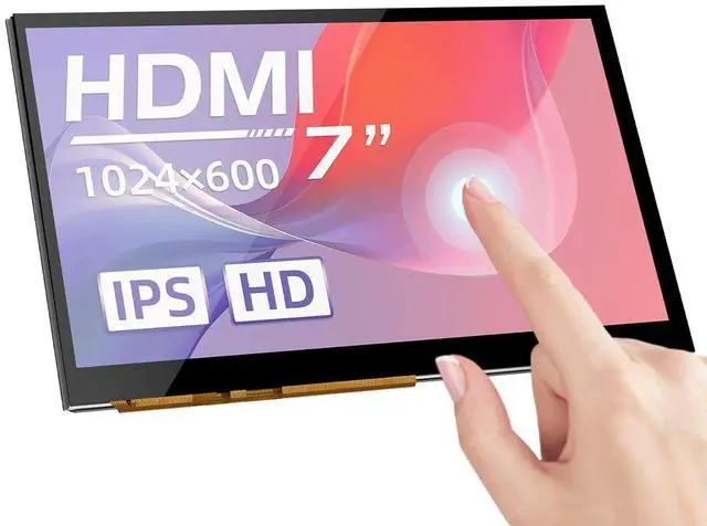 Main image of 7 inch HDMI Touch Screen Display 1024x600, IPS 160° View Angle Monitor Compatible with Sovol-SV08 Raspberry-Pi 4B, 3B, Banana Pi, Windows 10 8 7