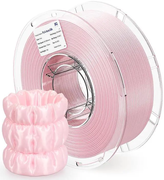 Main image of PLA Aura Silk 3D Printer Filament 1.75mm 1KG(2.2lbs) Spool Pink Silk | NatureWorks Ingeo, Ultra-Gloss Macaron Silk PLA Filament For Bambu-Lab, Creality, Anycubic, Most FDM 3D Printer