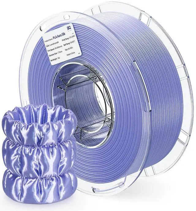 Main image of PLA Aura Silk 3D Printer Filament 1.75mm 1KG(2.2lbs) Spool Purple Silk | NatureWorks Ingeo, Ultra-Gloss Macaron Silk PLA Filament For Bambu-Lab, Creality, Anycubic, Most FDM 3D Printer