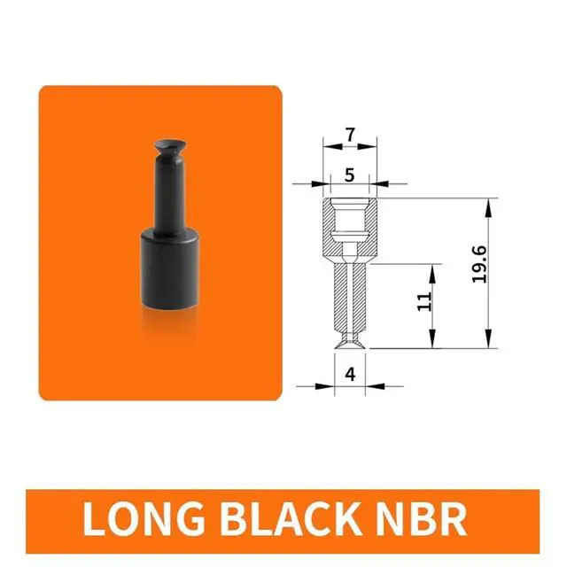 Alt view image 2 of 2 - 1Pcs ZPL-2A/2B/3/4A/4B M4 M5 M6 Mini Metal Air Nozzle White Silicone Black NBR Soft Vacuum Suction Cup Sucker(Long Black)