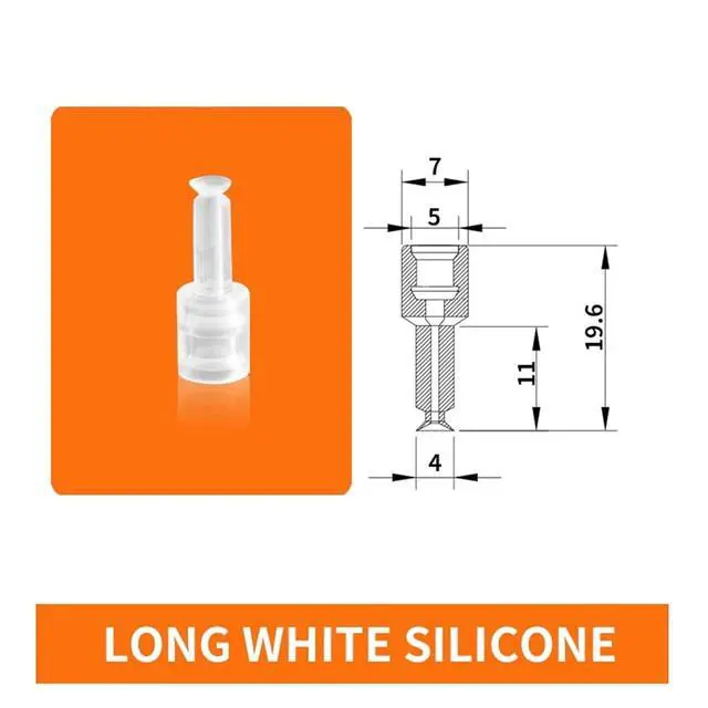 Alt view image 2 of 2 - 1Pcs ZPL-2A/2B/3/4A/4B M4 M5 M6 Mini Metal Air Nozzle White Silicone Black NBR Soft Vacuum Suction Cup Sucker(Long White)