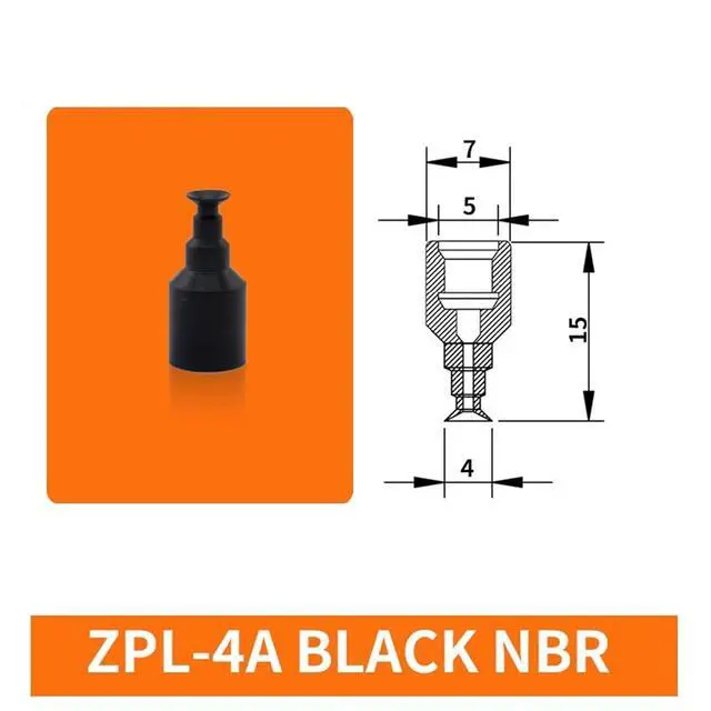 Alt view image 2 of 2 - 1Pcs ZPL-2A/2B/3/4A/4B M4 M5 M6 Mini Metal Air Nozzle White Silicone Black NBR Soft Vacuum Suction Cup Sucker(ZPL-4A BLACKL)