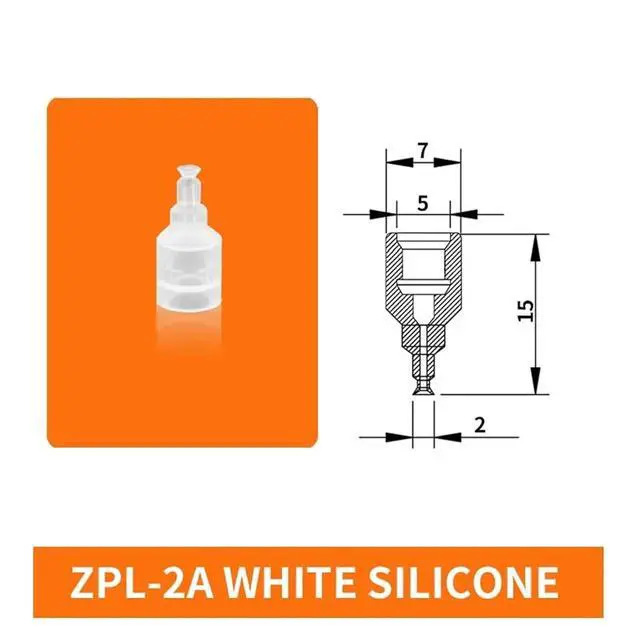Alt view image 2 of 2 - 1Pcs ZPL-2A/2B/3/4A/4B M4 M5 M6 Mini Metal Air Nozzle White Silicone Black NBR Soft Vacuum Suction Cup Sucker(ZPL-2A White)
