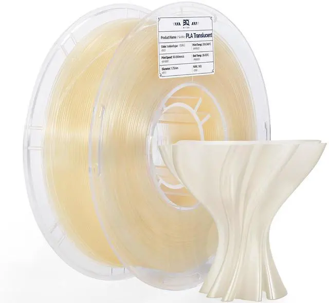 Main image of PLA Translucent 3D Printer Filament 1.75mm 1KG Spool (Iceland Spar) | NatureWorks Ingeo, Neatly Wound&Transparency Adjustable Clear PLA For Bambu-Lab, Creality, Anycubic, Most FDM 3D Printers