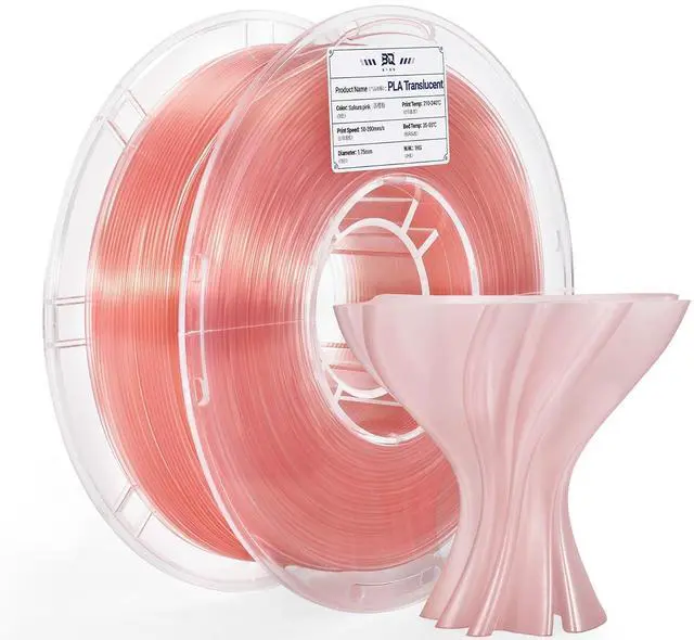 Main image of PLA Translucent 3D Printer Filament 1.75mm 1KG Spool (Sakura Pink) | NatureWorks Ingeo, Neatly Wound&Transparency Adjustable Clear PLA For Bambu-Lab, Creality, Anycubic, Most FDM 3D Printers